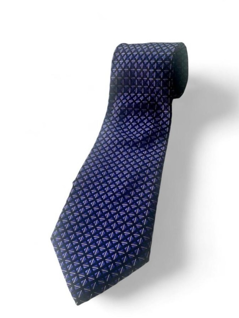 Calvin Klein navy silk formal plaid tie necktie checkered